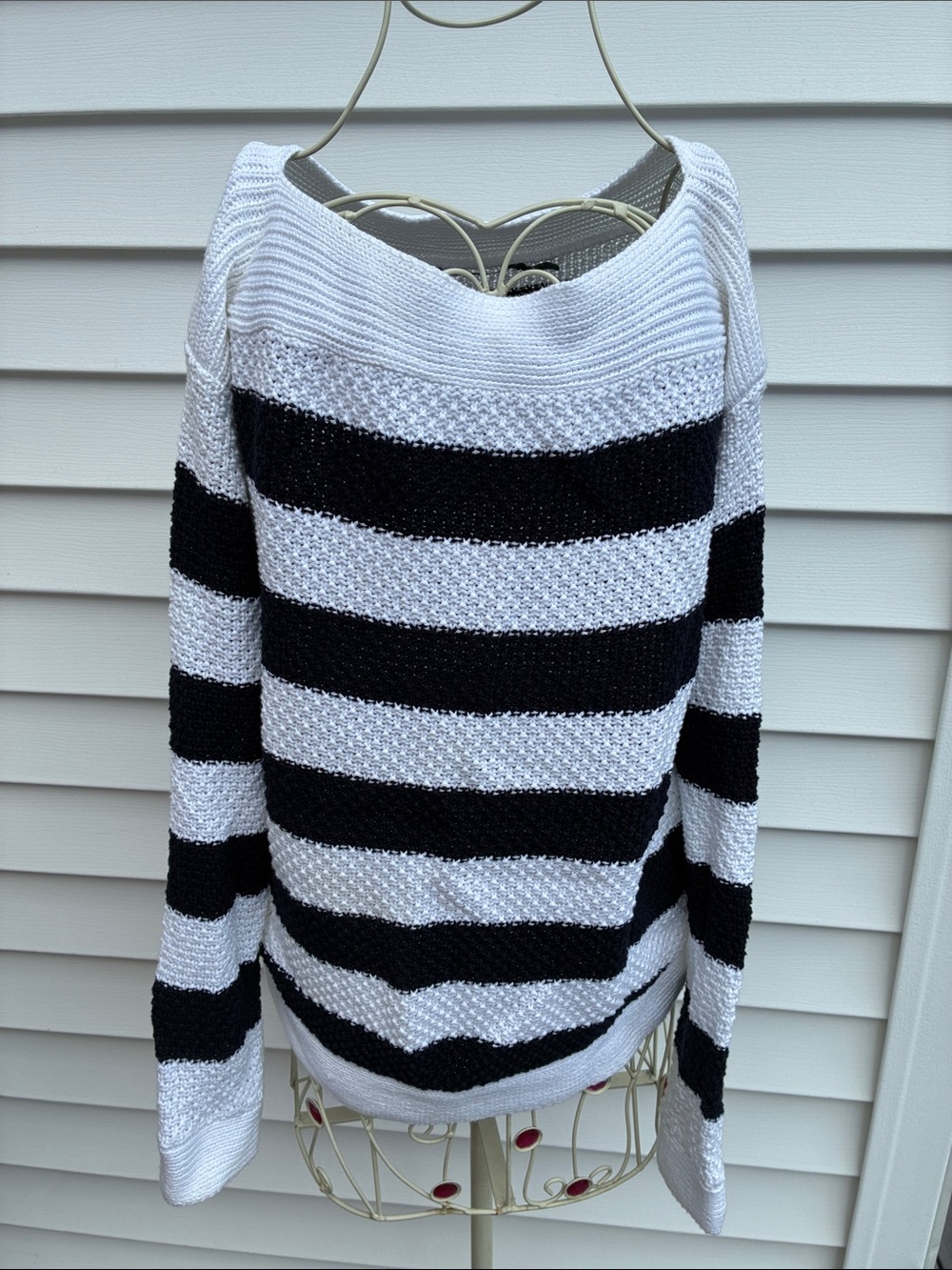 hundred percent cotton Striped Black and White Women's Sweater